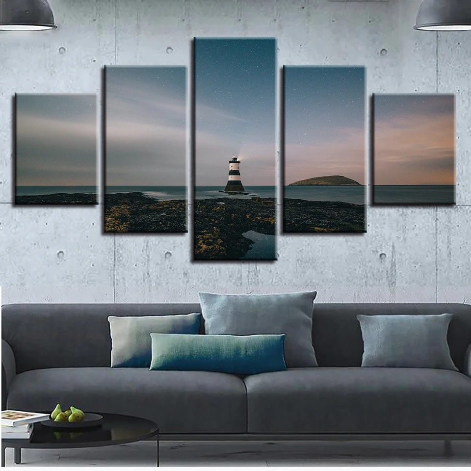 

Modular Pictures Frame Wall Art HD Guard Prints 5 Pieces Towers Canvas Waves Painting Sea Bedroom Home Decoration Artwork Poster
