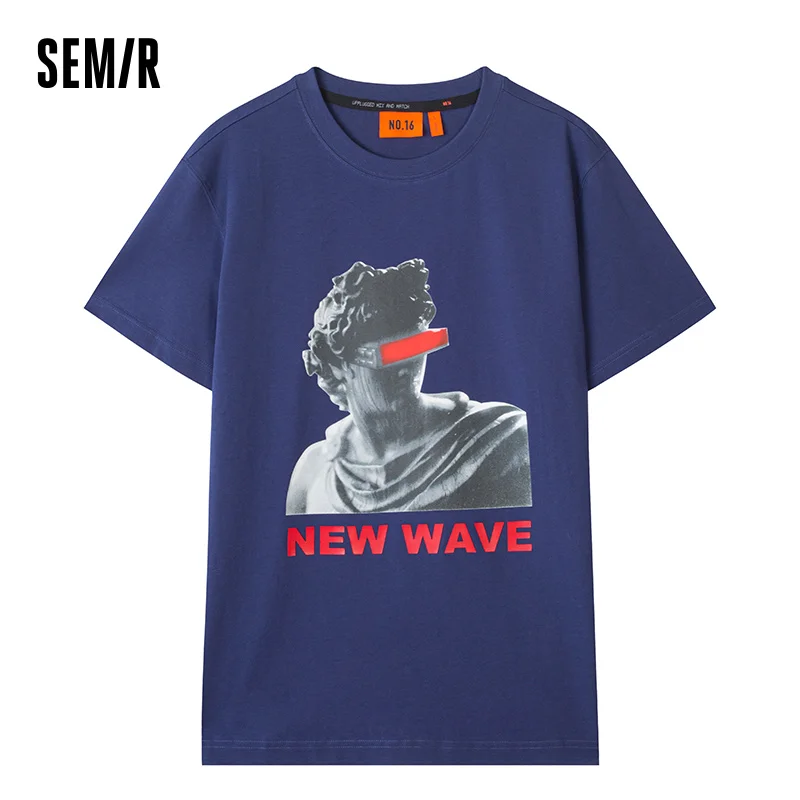 

SEMIR Short Sleeve T-Shirts Men O Neck Trend Printing Cotton Bottoming Tshirt 2021 Spring New Handsome Boys T Shirts