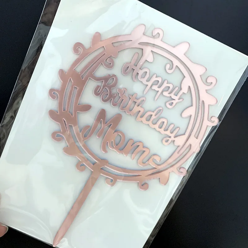 Акриловые золотые флажки для торта мамы на день рождения 1 шт.|Товары украшения