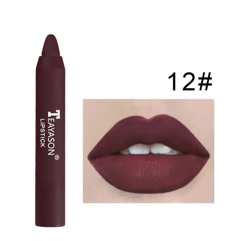 TEAYASON 12 Colors Velvet Matte Lipsticks Waterproof Long Lasting Sexy Makeup Lip Stick Tint Pen Non-Stick Cup Lip Glaze Batom images - 6