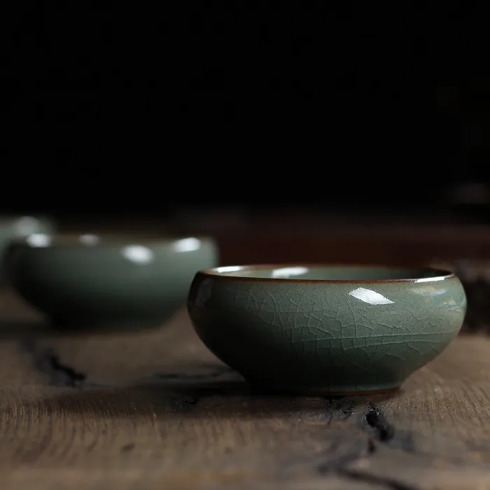 Китайская фарфоровая чаша Longquan Celadon с блюдцем чайная золотой рыбой 60 мл чашка