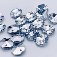 10 14mm high quality sew on octagon acrylic rhinestones strass sharp bottome stones for clothes wedding dress decoration