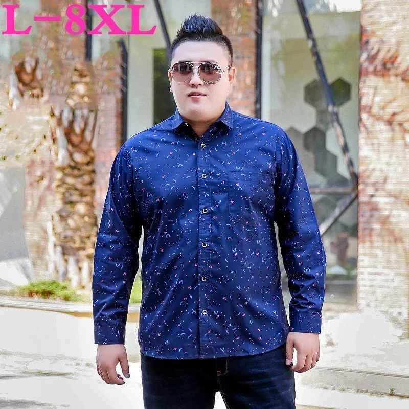 2020 большого размера плюс 8XL 7XL 6XL Сезон весна осень Новые мужские рубашки с длинным