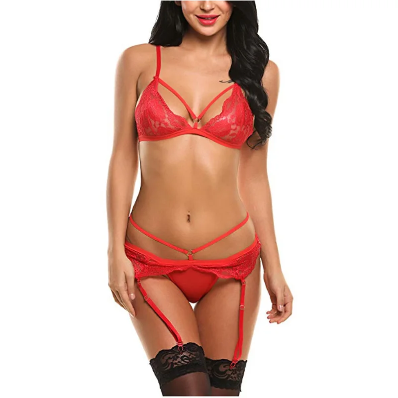 Женское нижнее белье Babydoll сексуальное бюстгальтер и трусики с подвязками