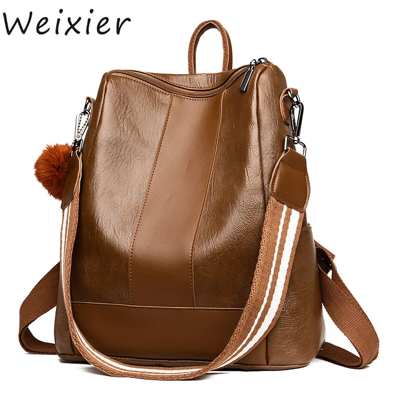 

Женский рюкзак WEIXIER, женская кожаная сумка, школьная сумка, рюкзак для путешествий, рюкзаки, женская сумка