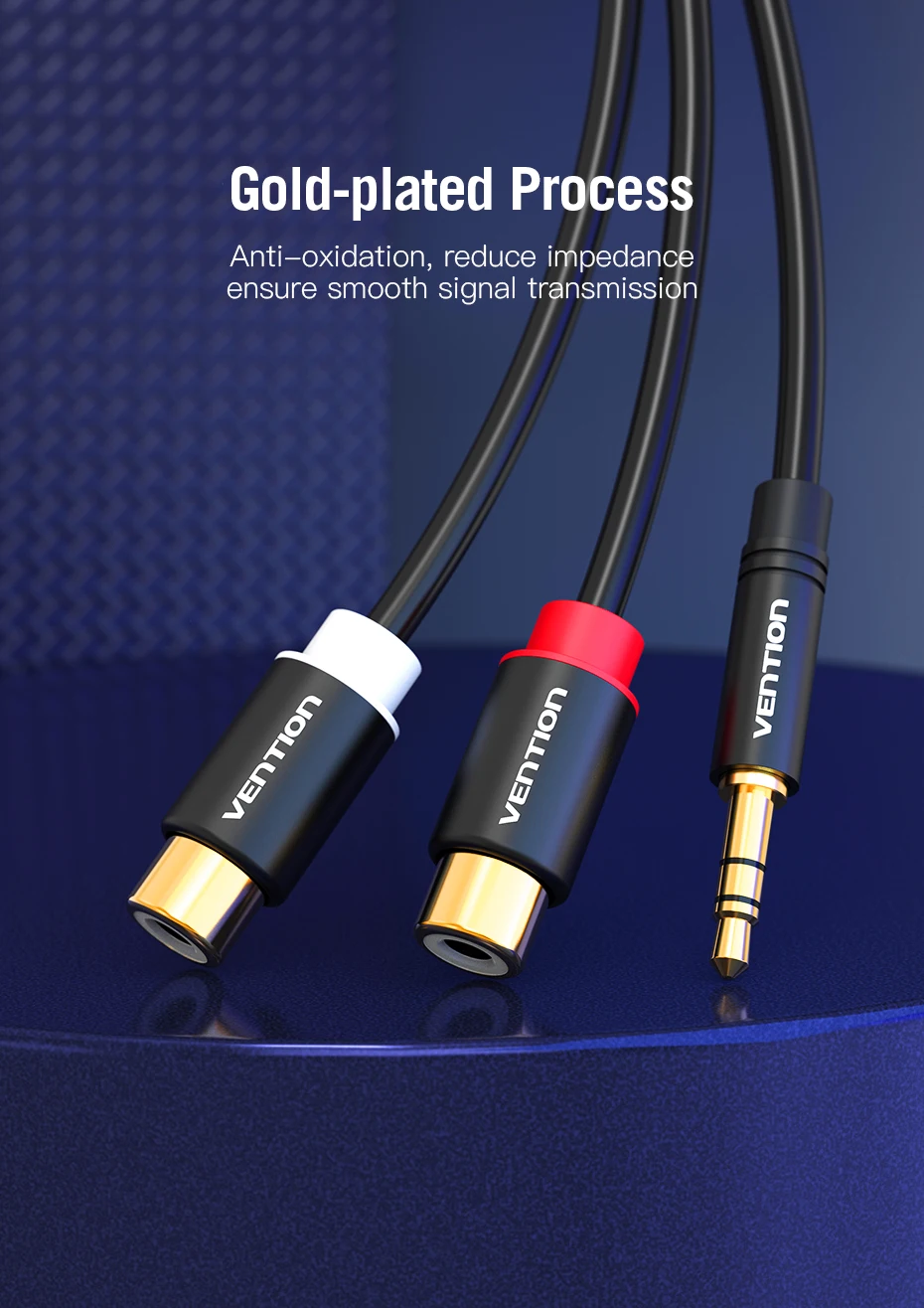 Vention RCA кабель 2RCA Женский на 3 5 мм Мужской Аудио позолоченный Aux стерео аудио