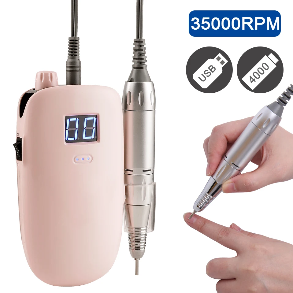 35000RPM Nail Drill Machine Wireless Gel Nail Polisher Portable Rechargeable Electric Nail File For Pedicure Manicure apparatus