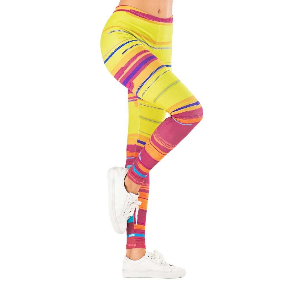Леггинсы женские с разноцветным принтом модные пикантные облегающие мягкие