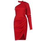 Соблазнительное женское платье, красное элегантное облегающее платье средней длины на одно плечо, Новое поступление летних модных клубных праздничных платьев знаменитостей