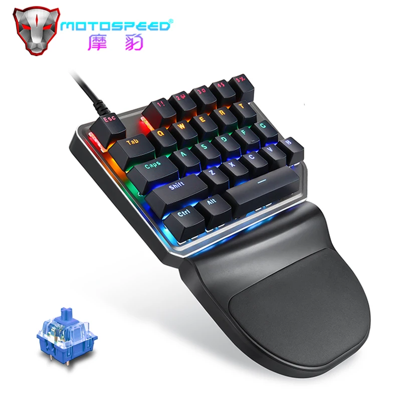 

Новый Motospeed одной рукой Gaming keyboard RGB механическая клавиатура 27 ключ USB проводной светодиодный Подсветка игровая клавиатура для настольных компьютеров и Тетрадь