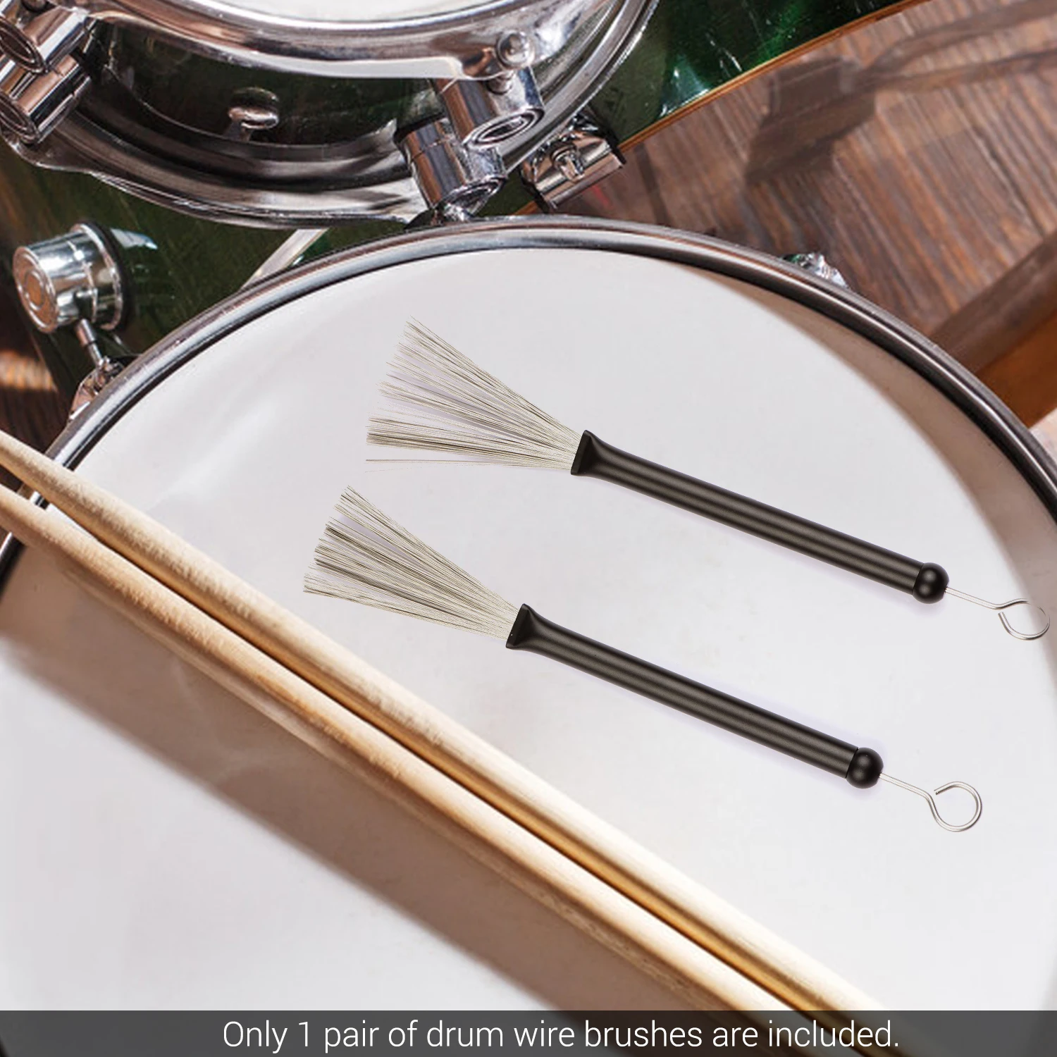 

1 Pair Drum Brushes Metal Retractable Drum Wire Brushes Drum Sticks Brush with Aluminum Handles for Drum Kit Jazz Drum Parts