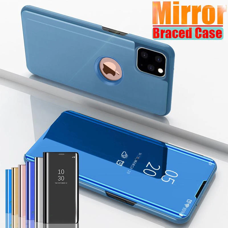 Роскошный зеркальный флип чехол для IPhone 11 Pro Max XR XS X кожаный с подставкой 8 7 6 6S Plus