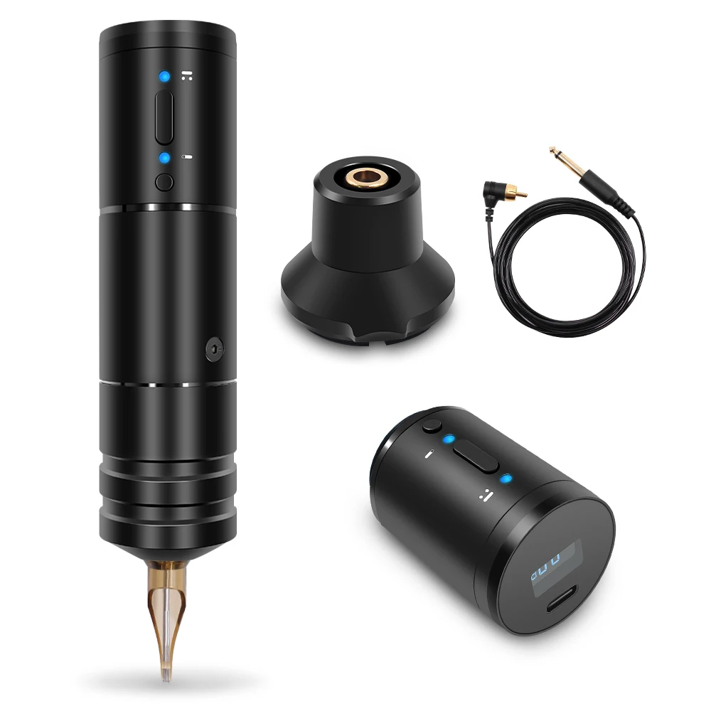 

Беспроводная тату-машинка, Вращающаяся ручка с аккумулятором, с мотором без сердечника, быстрая зарядка, низкая вибрация