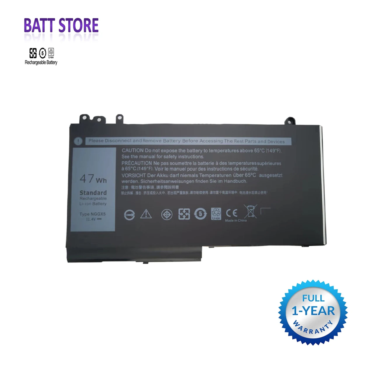 Аккумулятор NGGX5 47Wh для ноутбука Dell Latitude E5270 E5470 E5570 Series Precision M3510 954DF JY8D6 RDRH9 0JY8D6 -
