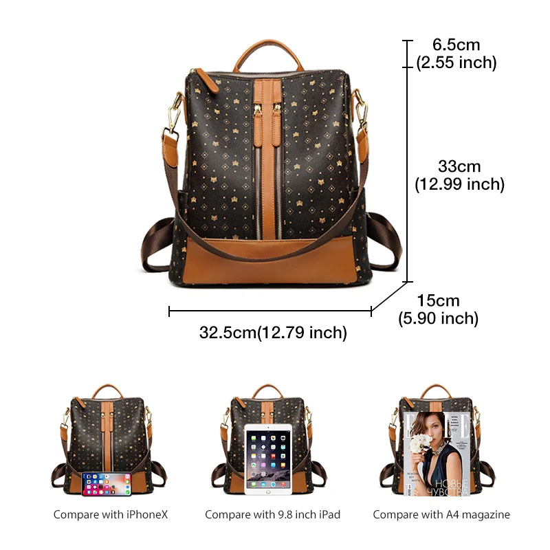 FOXER, дизайн, Ретро стиль, дорожная сумка, большая вместительность, женский рюкзак, ПВХ, женская классическая сумка для ноутбука, для путешествий, стильный рюкзак с тиснением