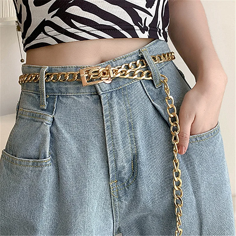 

90cm Waistband Pants Metal Belt Unisex Pants Chain Wild Simple Retro Hip-hop With Suit Jk Waist Chain Jeans Belt 2021 New Trendy