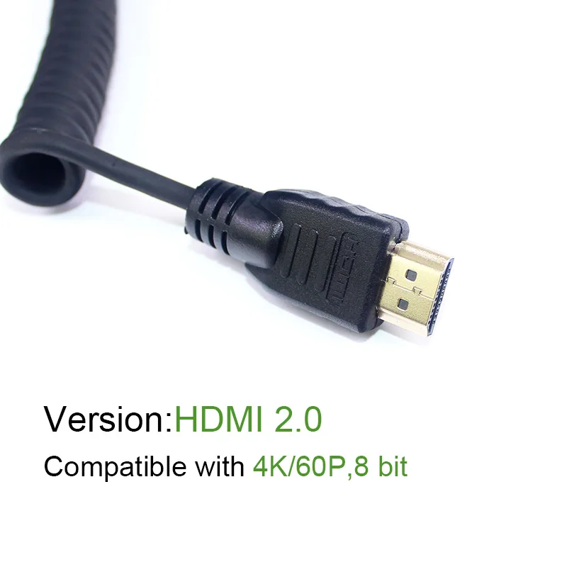 Lanparte высокоскоростной полный HDMI 2,0 спиральный кабель для 4K 60P 8 бит для BMPCC 6K 4K для Panasonic S1 камера аксессуары для Atomos