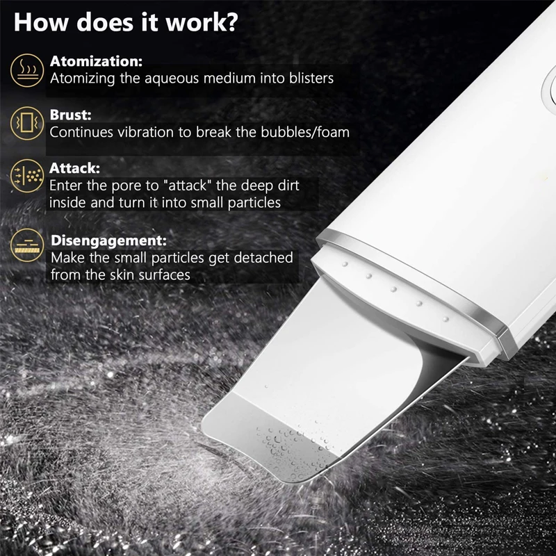 Pro ультразвуковой скребок для кожи лица Чистка Пор Черноголовых чистого шпатель