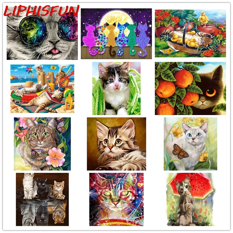 Diy 5D алмазная картина Полная площадь/круглая дрель котенок горный хрусталь