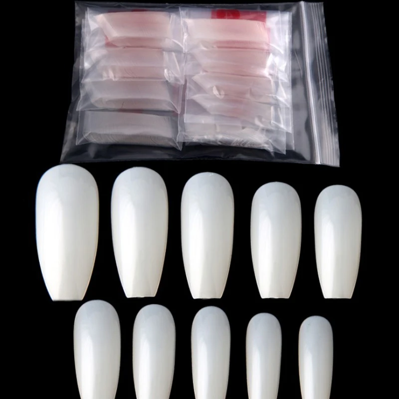 

600Pcs/bag Fake Nails Long Ballerina False Nail Art Tip White/Natural Coffin Acrylic