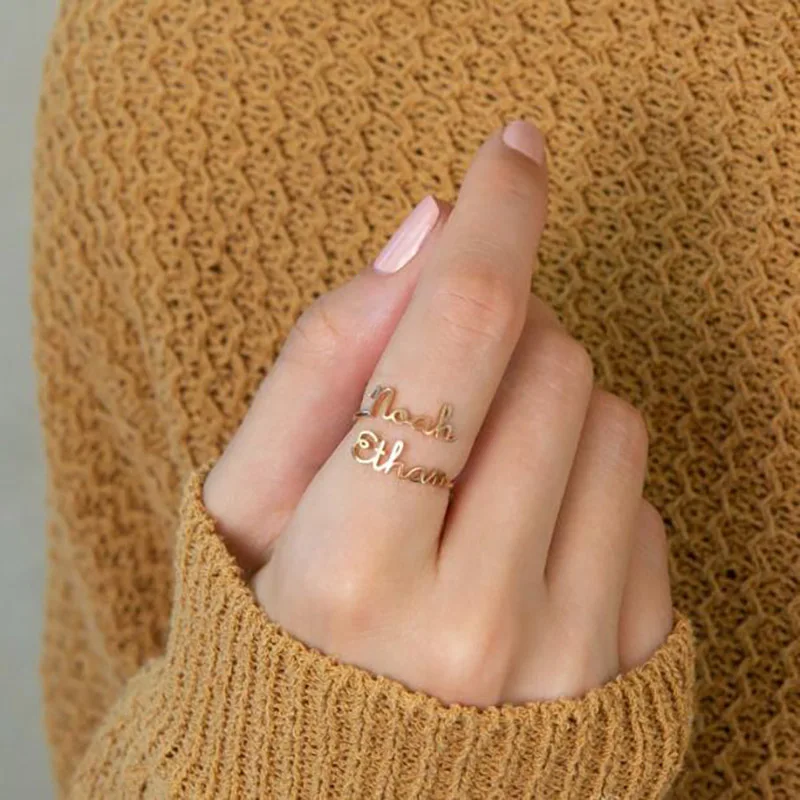 Кольца с двойным именем на заказ регулируемые кольца из нержавеющей стали