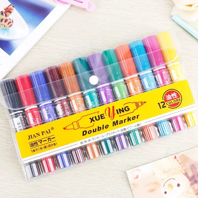 Маркеры с двумя головками 8/12 цветные маркеры белыми полосками для офисных и