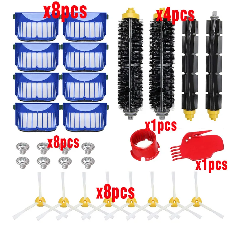 

Compatible with iRobot Roomba 600 Series Bristle&Flexible Beater Brush 3-Armed Brush Aero Vac Filters kit spare parts clean kits