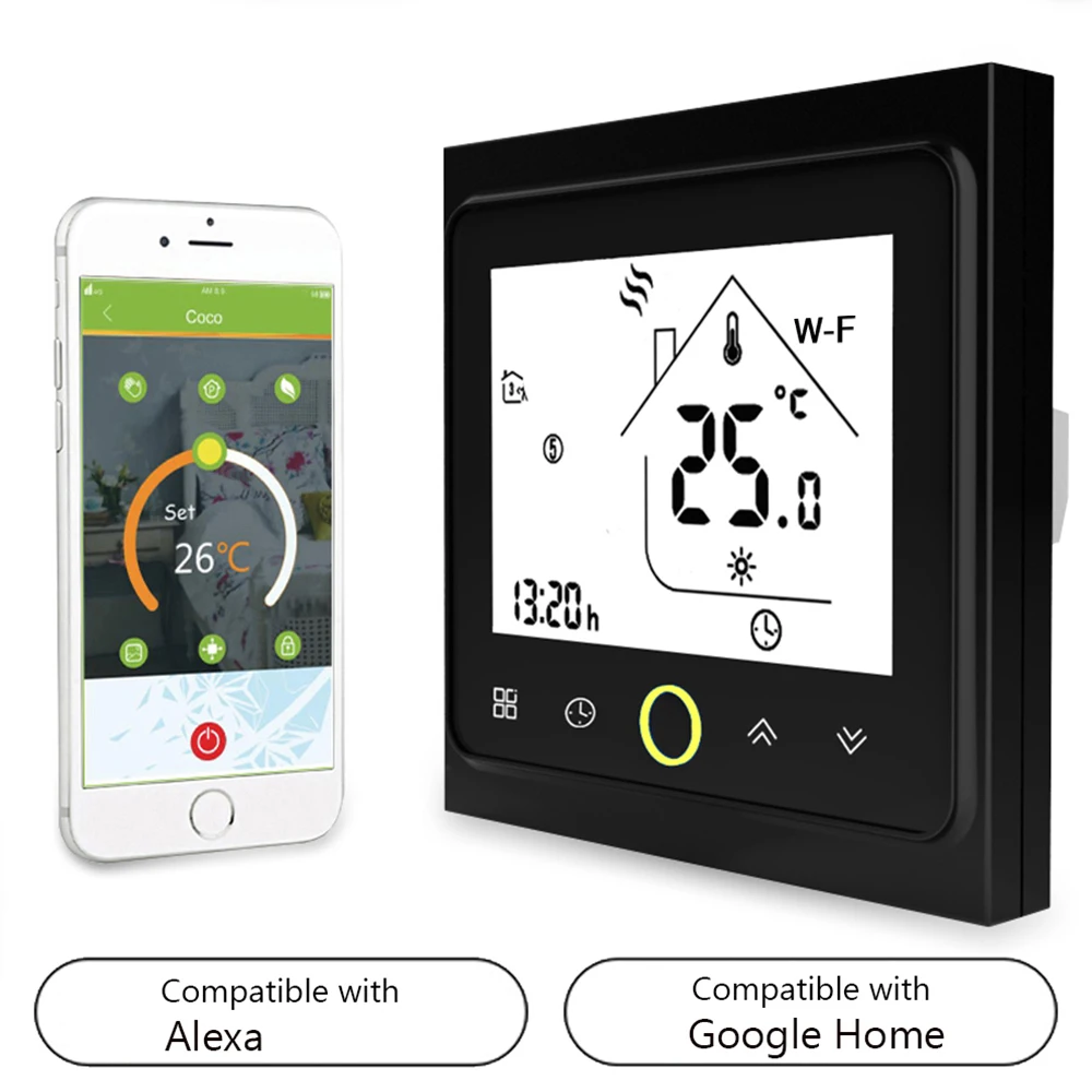 

Умный термостат MOES, Wi-Fi устройство для контроля температуры, 5 А, совместимо с Alexa / Google Home