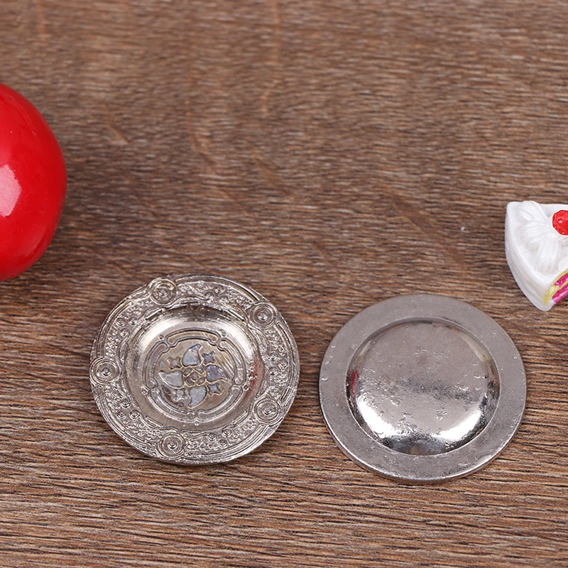 

2 шт. 1/12 кукольный домик Миниатюрные аксессуары мини металлический поднос для фруктов имитация мебели пластина модель игрушки для кукольно...