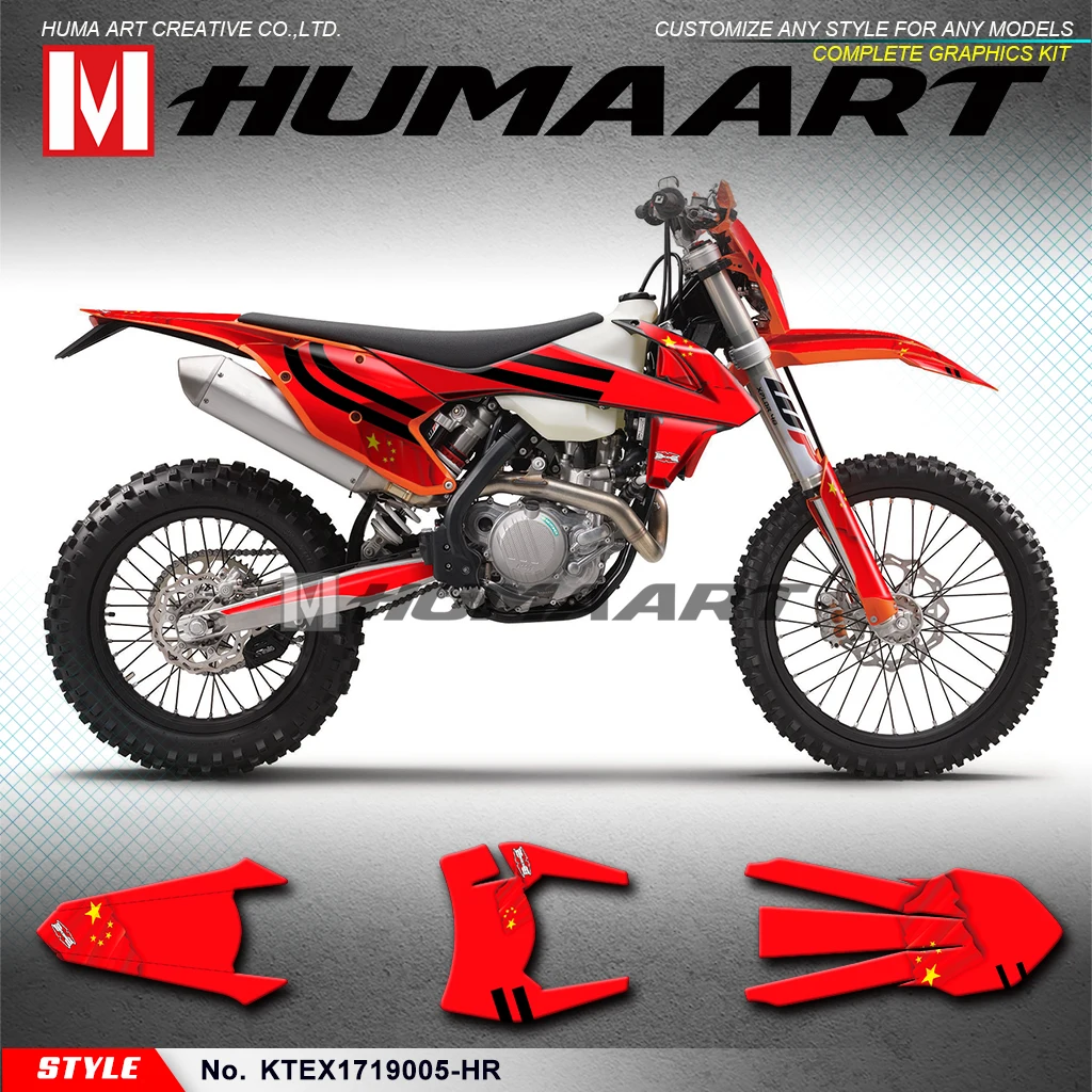 

HUMAART Personalised Stickers MX Racing Graphics Vinyl Wrap Kit for 125 150 250 300 350 450 500 EXC EXC-F XCW 2017 2018 2019