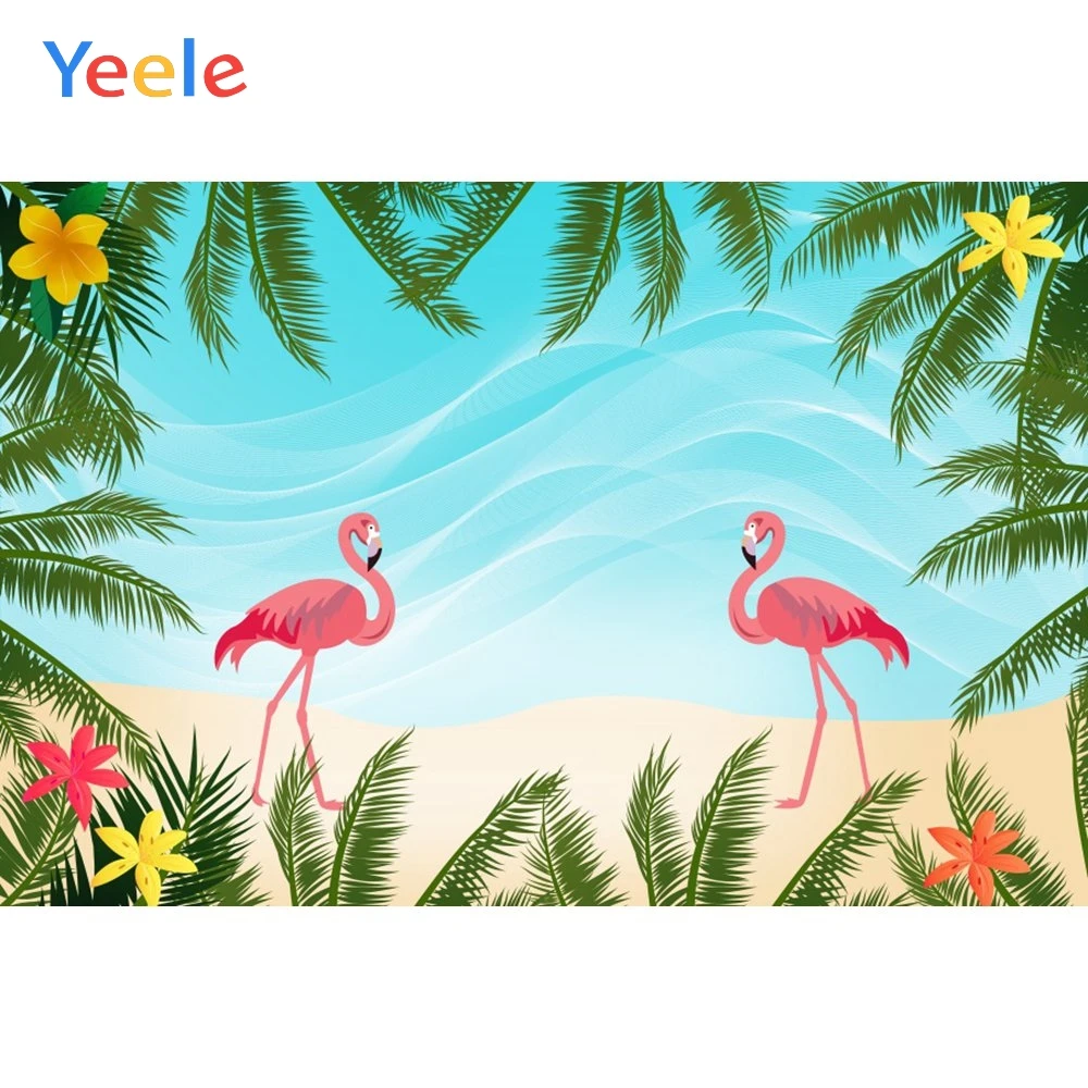 Фоны для фотосъемки Yeele с изображением неба облаков моря пляжа фламинго