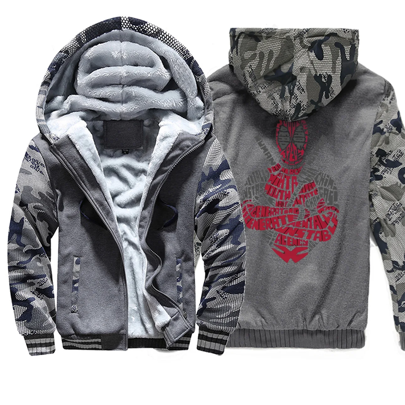 Deadpool Winter Jacket Men Fleece Thick Camo Warm Funny Anti Hero Mens Jackets And Coats Hoodie Sweatshirt Dead Pool Sportswear | Мужская