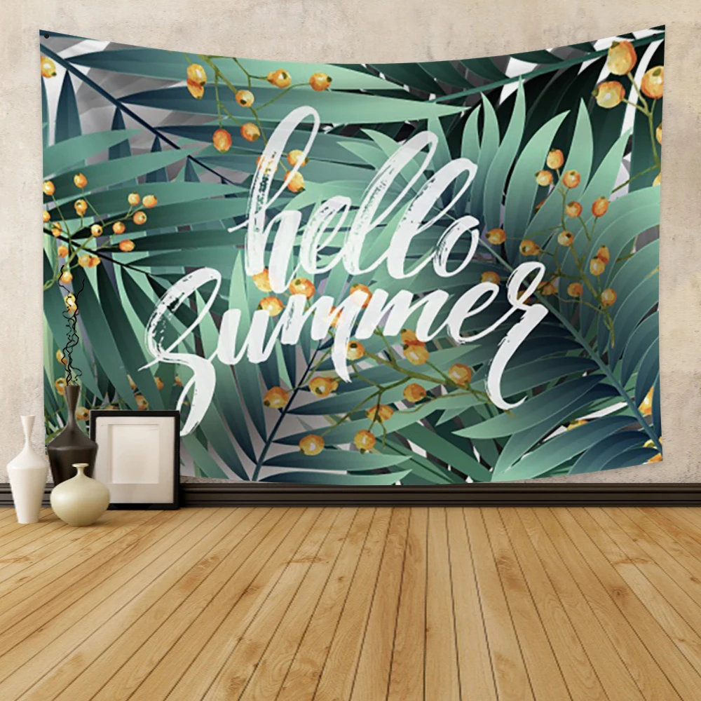 

Laeacco Fashion Tapestry Hello Summer Tropic Plant Flower Wall Hangings Decor For Bedroom Restaurant Living Room Dorm College