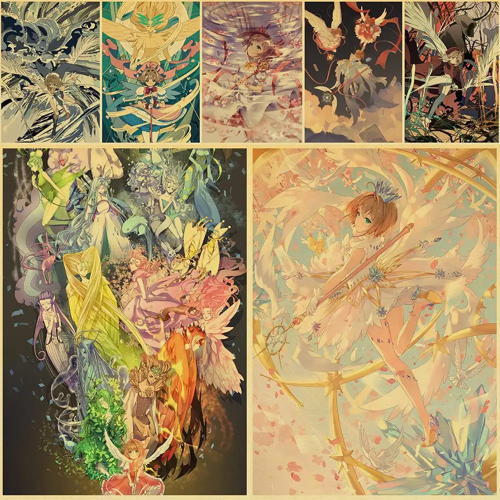 Классического японского аниме Card Captor Sakura печать на крафтовой бумаге постер стену