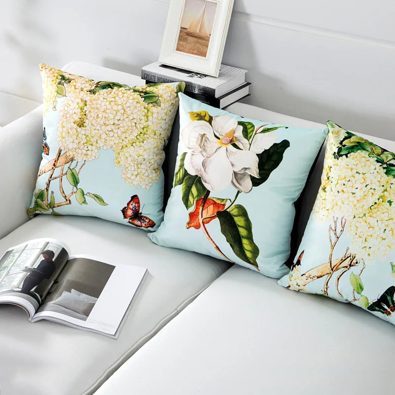 

45x45cm short plush velvet cushion cover flowers pillowcase square pillow cover for back cushion sofa chair decor