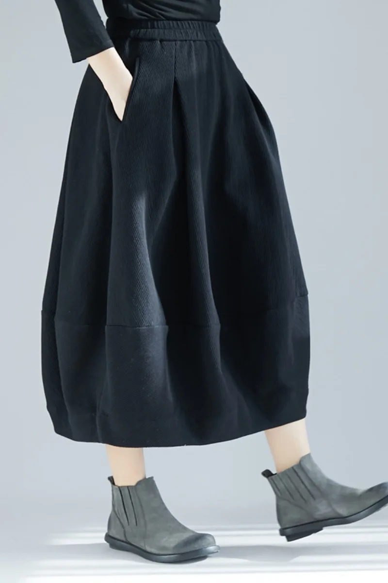 

Autumn Winter Women Long Skirts Female Solid Color Natural Waist Skirt Casual Loose New Skirts DM001