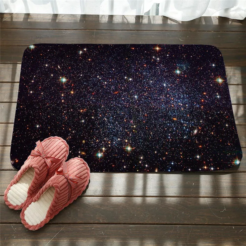 Cosmic Outer Space Stars Starry Sky Felt Rubber Bath Mats Carpet Rug Doormat Living Room Non-slip Kitchen 3D Floor Mat | Дом и сад