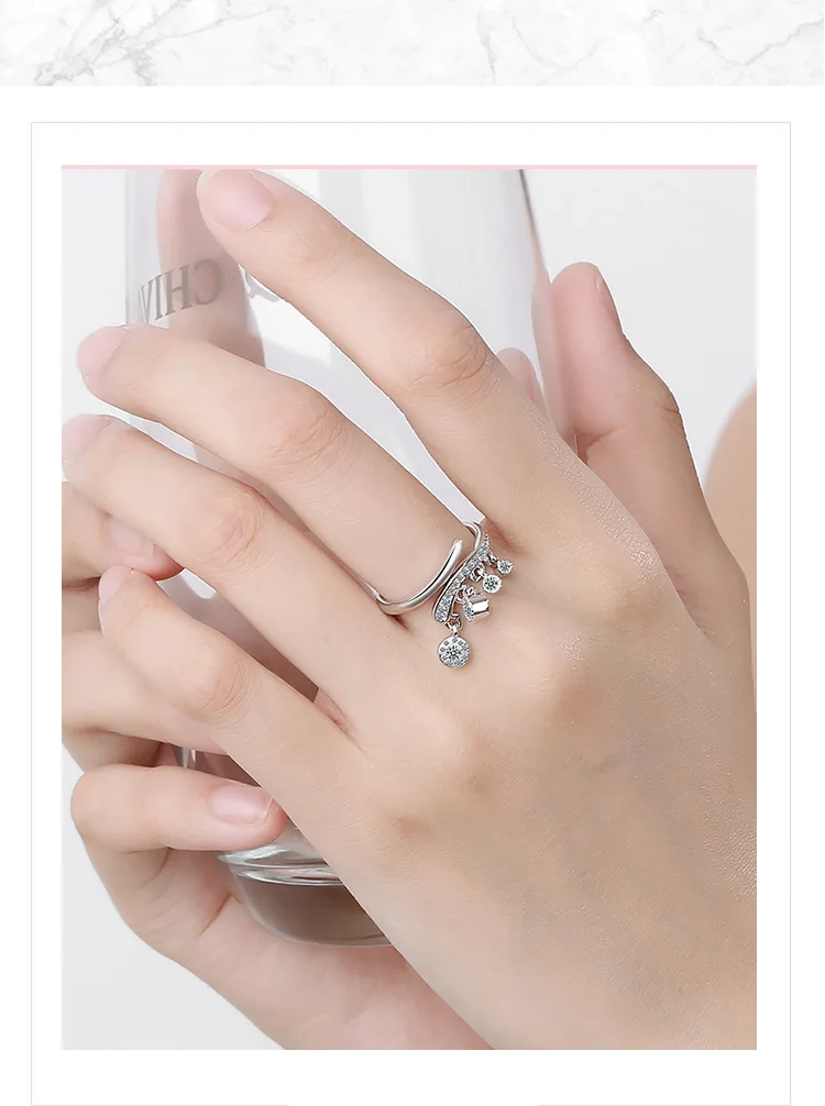 2019 новая корейская мода Висячие посеребренные кольца для женщин леди