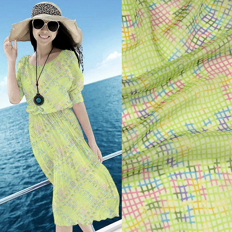 Цветной мини-клетчатый дизайн 100% шелк шифон прозрачная ткань SCF116 | Дом и сад