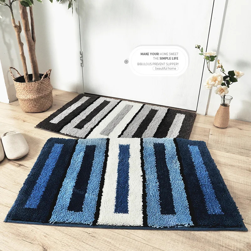 quality striped pattern anti slip bath mats 1pcs soft hallway bathroom mat home polyester floor carpet toilet rug doormat mat free global shipping