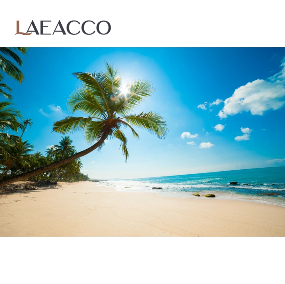Laeacco летние тропические фоны море пляж песок облачное небо праздничные поездки