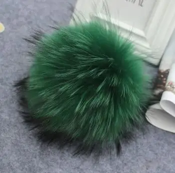 forest green 15 шт./партия, цена, настоящий шарик из меха енота, 14 см, помпон из натурального меха для женщин, Детские Зимние шапочки, помпоны DIY - Цвет: forest green