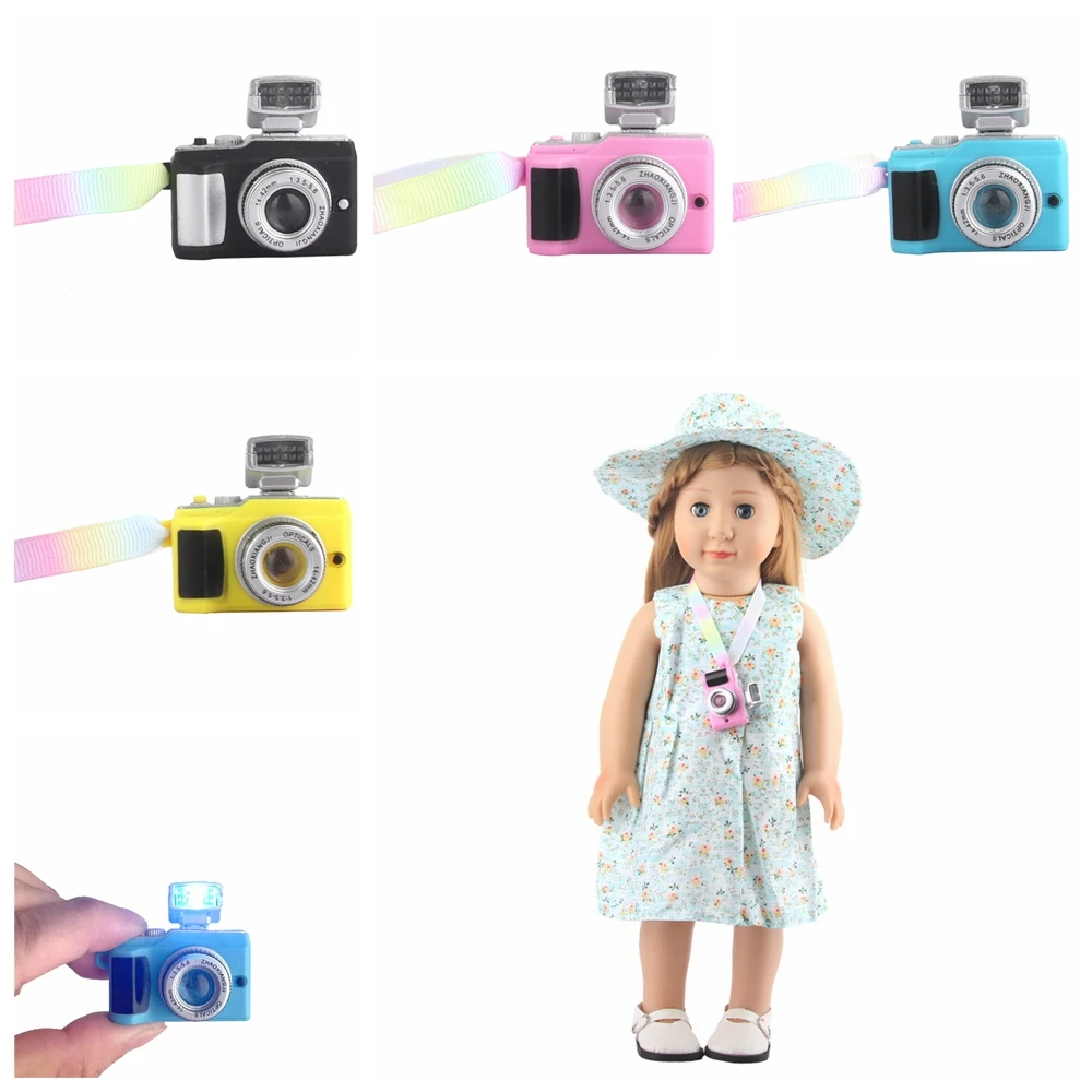 

4 Colors Mini Portable Camera Doll Accessories For 18 Inch American 43Cm Baby New Born Nancy Wellie Wisher Barbies Girl Toy