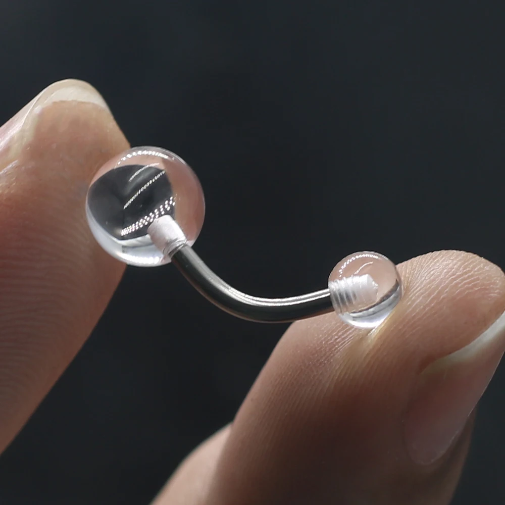 1 шт. прозрачный для живота из нержавеющей стали с круглыми пуговицами стержень