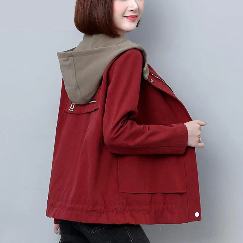 Новая модная обувь Весенне осенняя одежда с застежкой молнией и капюшоном Тренч