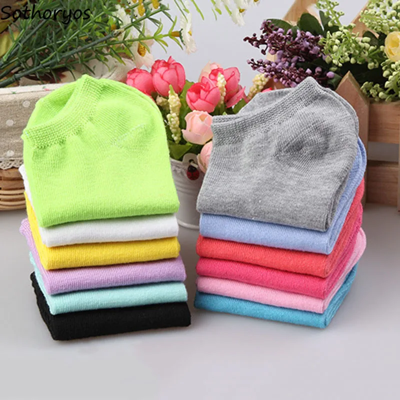 Носки женские однотонные эластичные простые повседневные смешные в корейском