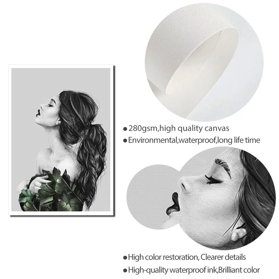 Модный постер для девочек фотография фигурка Картина на холсте черная белая