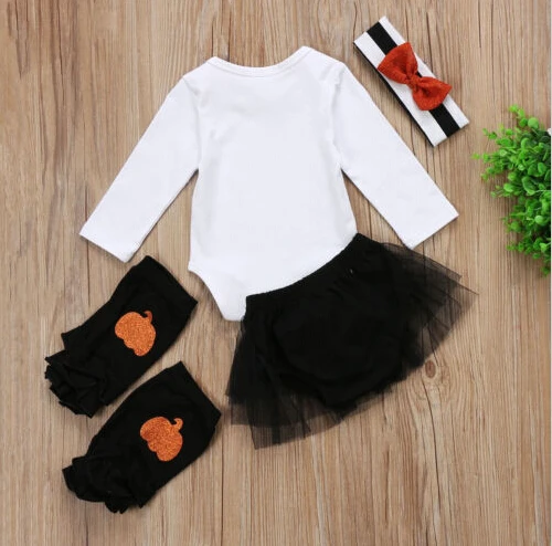 В стиле Хэллоуин для новорожденных маленьких девочек одежда с длинными рукавами