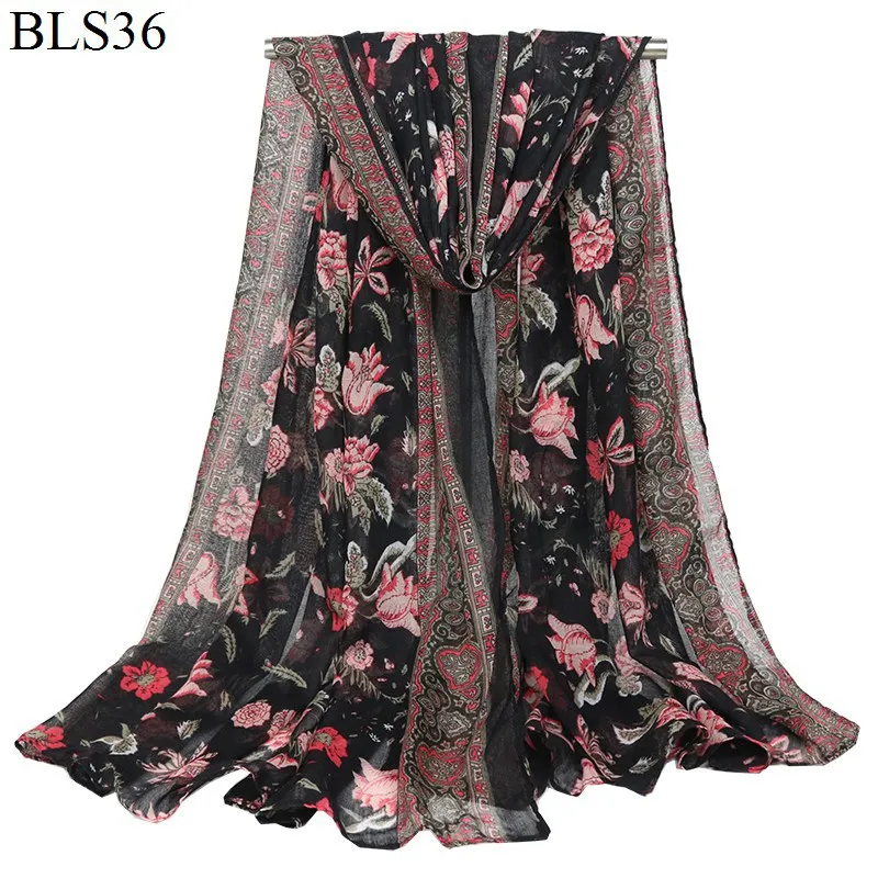 Печатный синий и белый фарфор тонкий длинный шарф из вискозы хиджаб для