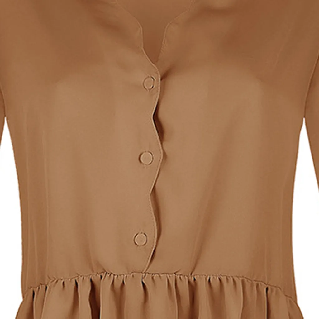 Женская Весенняя Свободная шифоновая блуза размера плюс с рукавом 3/4 винтажная